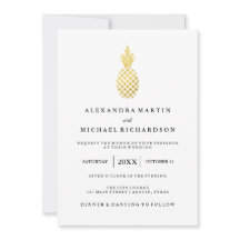 Elegante Gold Ananas Einladung zur Hochzeit
