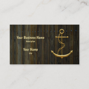 Elegante Gold Anchor Rustic Dock Wood Modern Visitenkarte