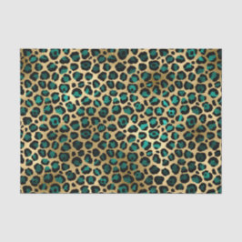 Elegante Gold Aquamarin Leopard Animal Print Seidenpapier