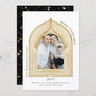 Elegante Gold Arch Foto-Karte Feiertagskarte