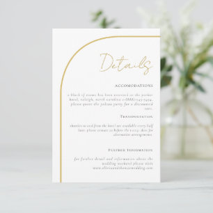Elegante Gold Arch Wedding Details Eintrittskarte Begleitkarte