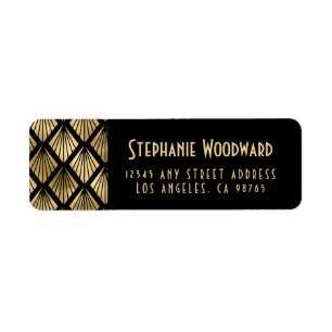 Elegante Gold Art Deco Fächer Schwarze Rücksendead