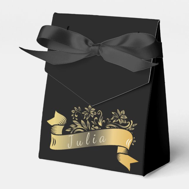 Elegante Gold Banner Black Fevor Boxen Geschenkschachtel (Vorderseite)