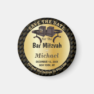 Elegante Gold Bar Mizwa Tefillin Save-the-Date-Kar Magnet