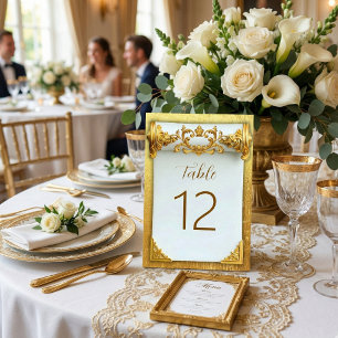 Elegante Gold Barock Hochzeit Tischnummer