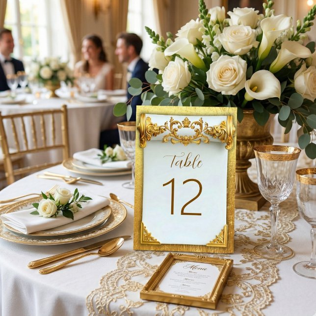 Elegante Gold Barock Hochzeit Tischnummer (Von Creator hochgeladen)