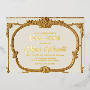 Elegante Gold Barock Rokoko-Brautparty Folieneinladung