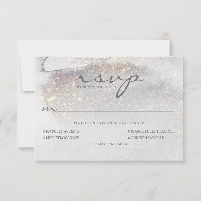 Elegante Gold berichtet Silver Gray Wedding RSVP Karte (Vorderseite)