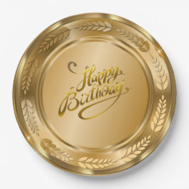Elegante Gold Birthday Party Paper Plate Pappteller