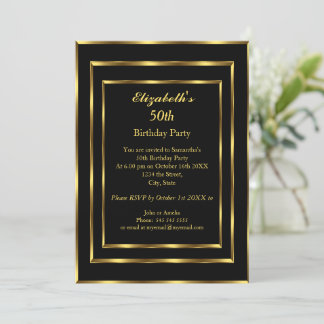 Elegante Gold Black Birthday Party Moderne Einladung