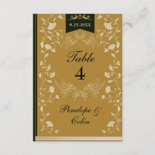 Elegante Gold Black Book Cover Wedding Tischnummer