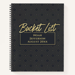 Elegante Gold Black Deko Bucket List Mit Monogramm Notizbuch