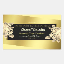 Elegante Gold Black Floral Product Packaging Label