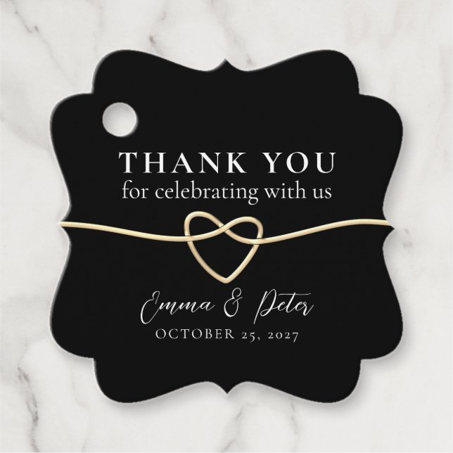 Elegante Gold Black Gastgeschenk Hochzeit Vielen D Geschenkanhänger (Vorderseite)