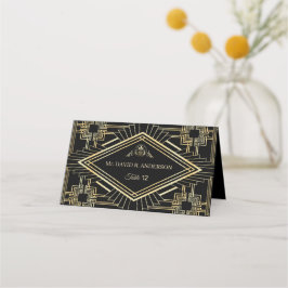 Elegante Gold Black Great Gatsby Wedding Platzkart Platzkarte