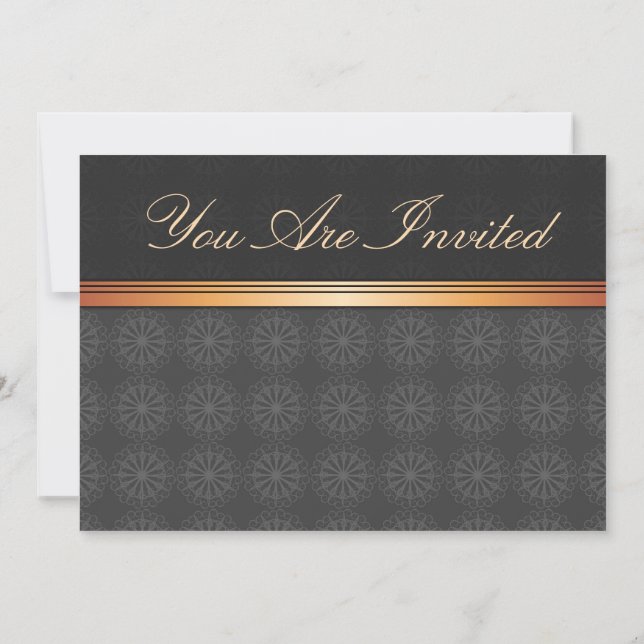 Elegante Gold Black Invitation Card Einladung (Rückseite)