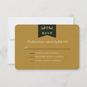 Elegante Gold Black Library Theme Wedding RSVP Car