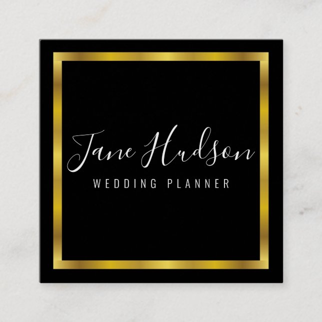 Elegante Gold Black Minimalistisch Editable 2,5x2, Quadratische Visitenkarte (Vorderseite)