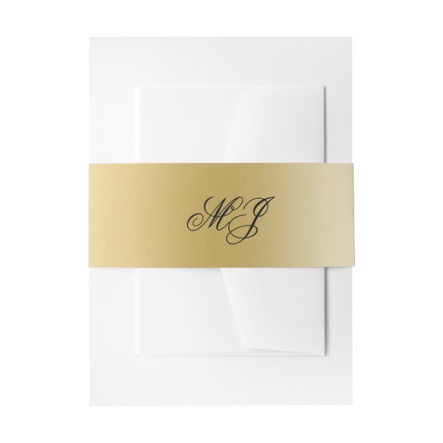 Elegante Gold Black Monogram Calligrafy Initials Einladungsbanderole (Vorderseite Beispiel)