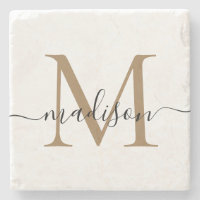 Elegante Gold Black Monogram Feminine Script Name