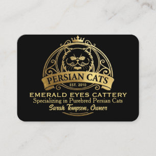 Elegante Gold & Black Persian-Cat-Tierzucht Visite Visitenkarte