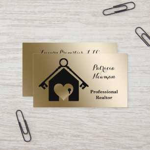Elegante Gold Black Realtor Business Card Visitenkarte