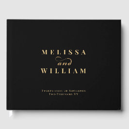 Elegante Gold Black Wedding Gästebuch