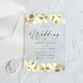 Elegante Gold Blätter Alle Jahreszeiten Hochzeiten Acryleinladungen