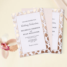 Elegante Gold-Blätter Botanische RahmenWedding Folieneinladung