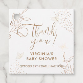 Elegante Gold Blätter Butterfly Baby Shower Geschenkanhänger