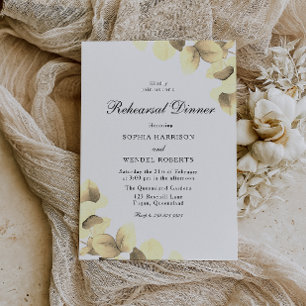 Elegante Gold Blätter Hochzeit Probe Dinner Einladung