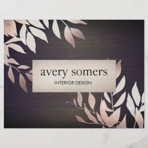 Elegante Gold Blätter Innendesign Holz Natur 2 Flyer