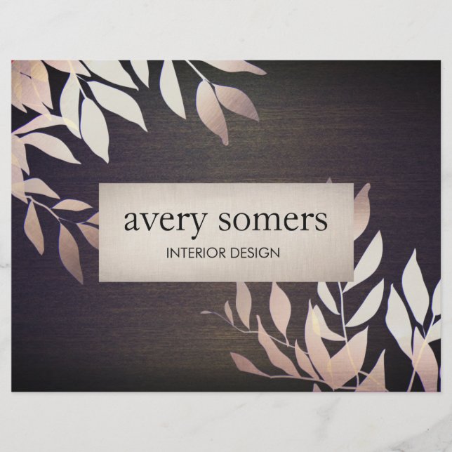 Elegante Gold Blätter Innendesign Holz Natur 2 Flyer (Vorne)