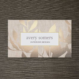 Elegante Gold Blätter Modernes Design Beige Visitenkarte