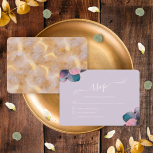 Elegante Gold Blau Lavendel Lila Hortensien RSVP Karte
