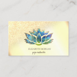 Elegante Gold Blue Lotus Business Card Visitenkarte