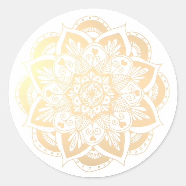 Elegante Gold Blume Mandala Sticker (Vorderseite)