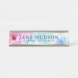 Elegante Gold Blume Moderne Schreibtischnamensplat Schreibtischnamensplakette