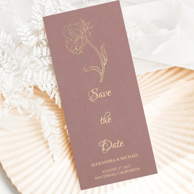 Elegante Gold Blume Script Wedding Save the Date (Von Creator hochgeladen)