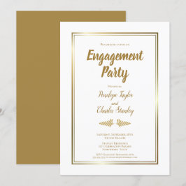 Elegante Gold Border Engagement Party Einladung