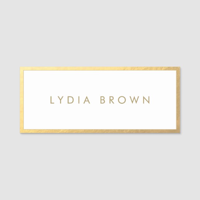 Elegante Gold Border Name Tag Namensschild (Vorderseite)