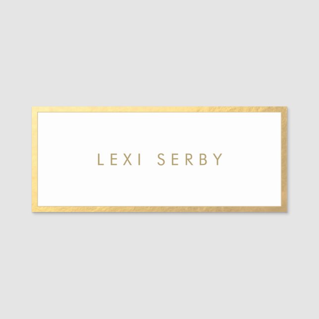 Elegante Gold Border Name Tag Namensschild (Vorderseite)