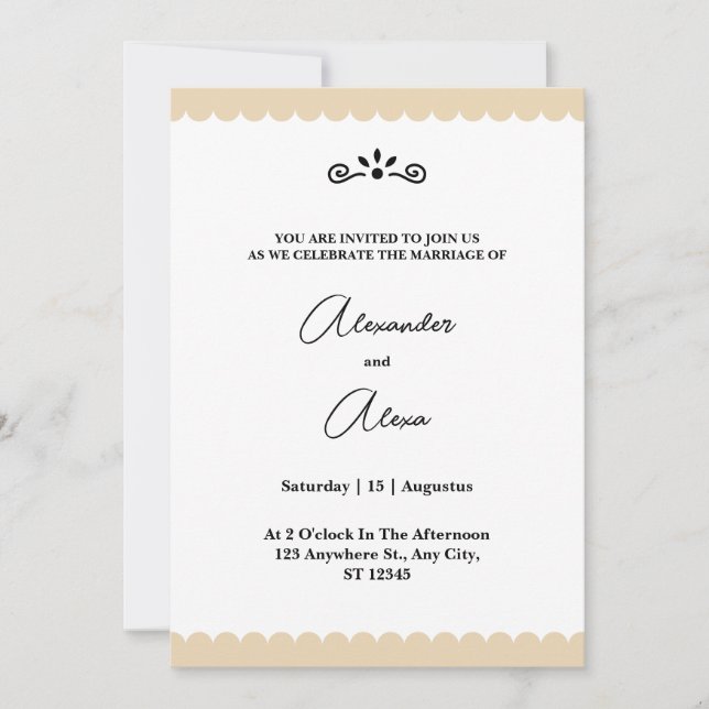 Elegante Gold Borders Minimalistisch Cookie Weddin Einladung (Vorderseite)