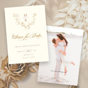 Elegante Gold Botanische Kalligraphie Save the Dat Save The Date
