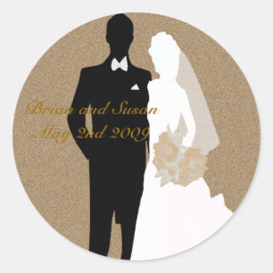 Elegante Gold Bride und Groom Wedding Stickers