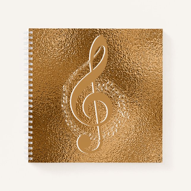 Elegante Gold Bronze Metallische Musiknote  Notizbuch (Vorderseite)