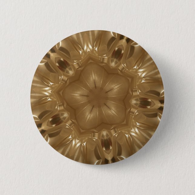 Elegante Gold Brown Kaleidoscope Star Design Button (Vorderseite)