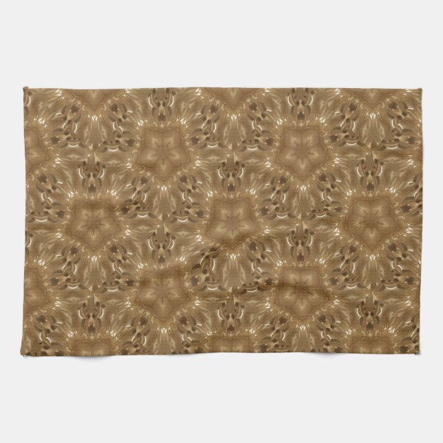 Elegante Gold Brown Kaleidoscope Star Design Handtuch (Horizontal)