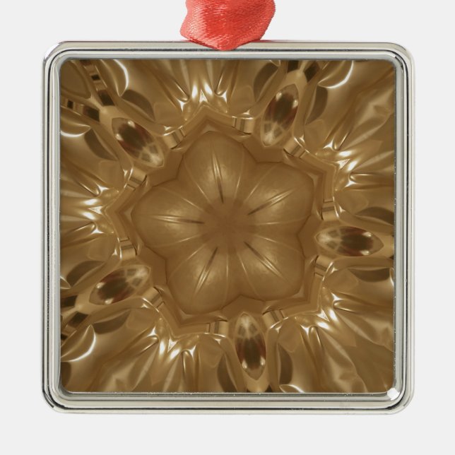 Elegante Gold Brown Kaleidoscope Star Design Silbernes Ornament (Vorne)