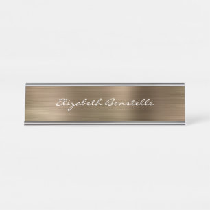 Elegante Gold Brushed Metal Handwriting Schreibtischnamensplakette